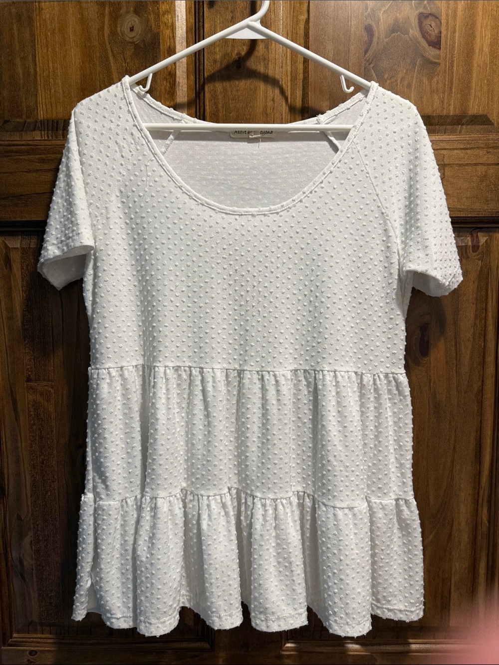 White Swiss Dot Tiered Scoop Neck Tunic Top